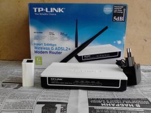 MODEM ROUTER TP-LINK 1-port 54Mbps Wireless G ADSL2+. Интернет через телефонный кабель.
