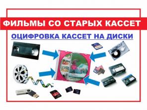 Оцифровка видео кассет и запись видео на диски и флэш накопители.